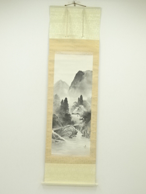 JAPANESE HANGING SCROLL / HAND PAINTED / LANDSCAPE 